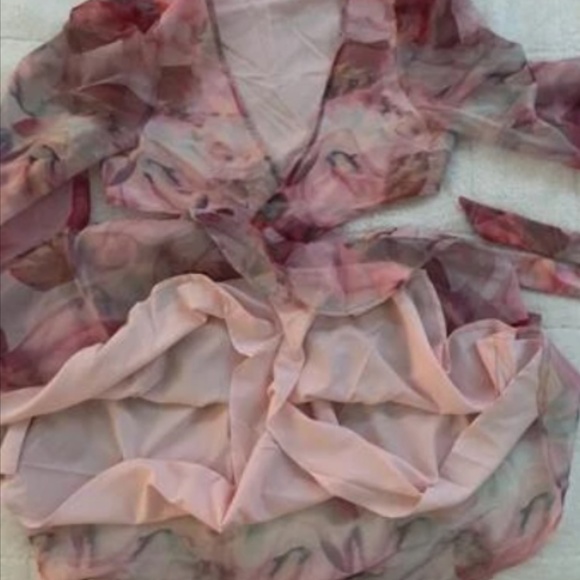 💕 NEW! GORGEOUS 2 Piece Romper Skort Cutout Minidress Adjustable Crop Top Flowy - Picture 9 of 14